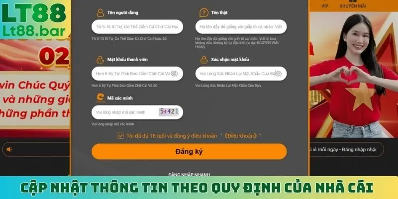 Cập nhật thông tin theo quy định của nhà cái